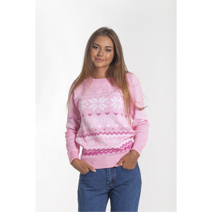 Джемпер женский KAFTAN "Снежинка", розовый, р-р 42, 100% акрил