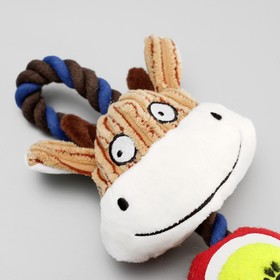 Игрушка для собак 3-в-1 "Корова": канатная, мягкая с пищалкой, войлочный мяч, 30 см от Сима-ленд