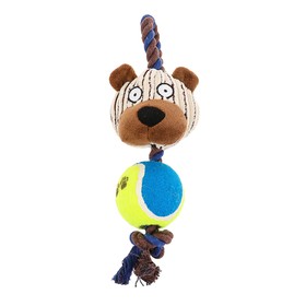 Игрушка для собак 3-в-1 "Медведь": канатная, мягкая с пищалкой, войлочный мяч, 30 см от Сима-ленд
