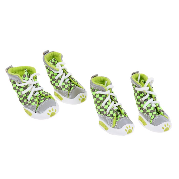 Кеды для собак "Неон", набор 4 шт, размер 5, серо-зеленые