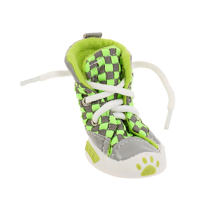 Кеды для собак "Неон", набор 4 шт, размер 5, серо-зеленые