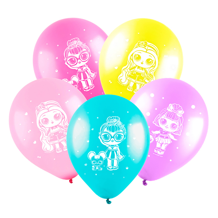 Шар латексный 12" "Модные куклы", пастель, 2-сторонний, набор 100 шт., цвета МИКС