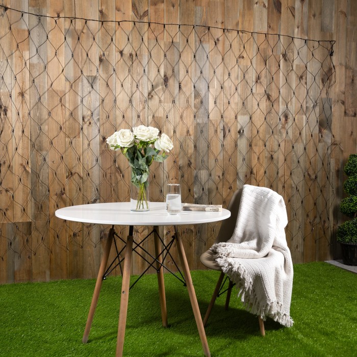 Гирлянда уличная «Сеть», УМС, 2 × 3 м, нить тёмная, 3 W, 384 LED, 220 В, свечение тёпло-белое