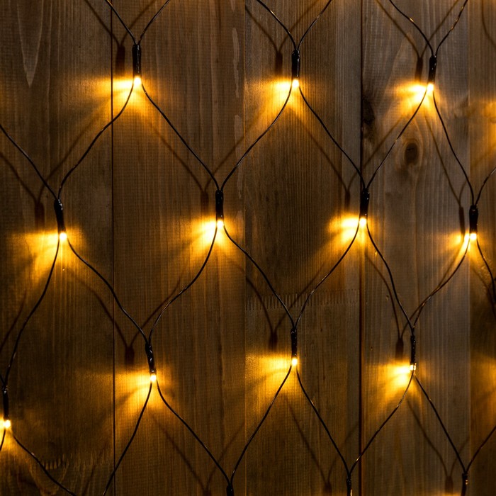 Гирлянда уличная «Сеть», УМС, 2 × 3 м, нить тёмная, 3 W, 384 LED, 220 В, свечение тёпло-белое