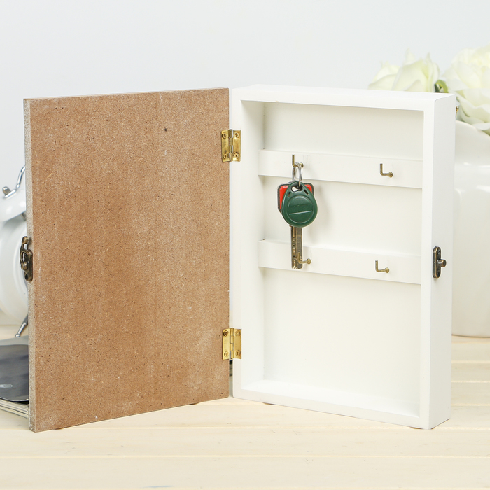 Ключница дерево 4 крючка "Ажурные ключи. Home" 24х17х4,3 см