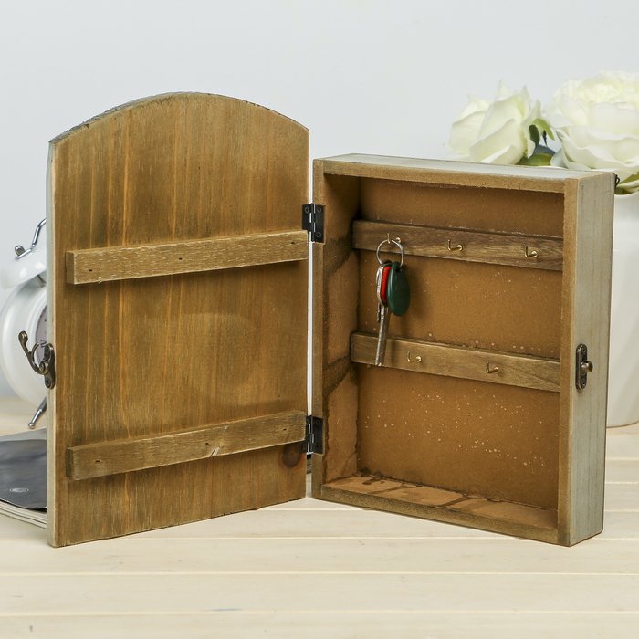 Ключница дерево 5 крючков "Ретро" 27х19х5 см