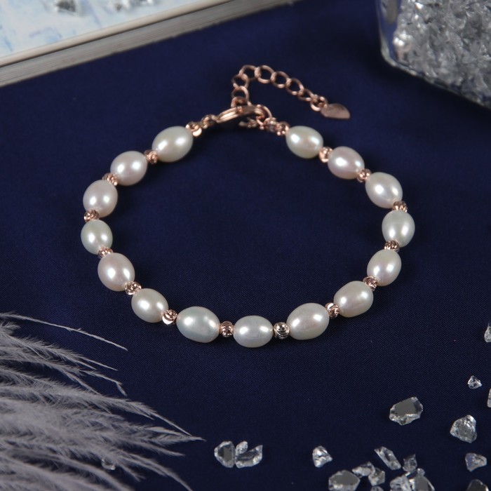 Браслет с жемчугом "Изобилие" роскоши, цвет белый в золоте