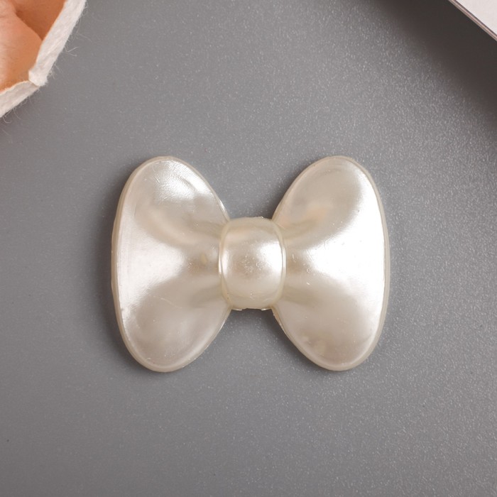 Декор для творчества пластик "Большой бант" жемчужный набор 10 шт 2,4х3,1 см