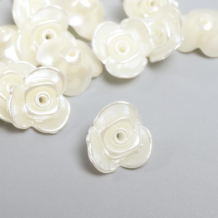 Декор для творчества пластик "Розочки" жемчужный набор 30 шт 1,5х1,5 см