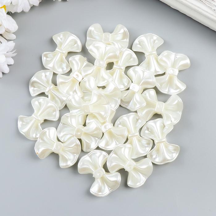 Декор для творчества пластик "Бантик" жемчужный набор 20 шт 2,3х3 см