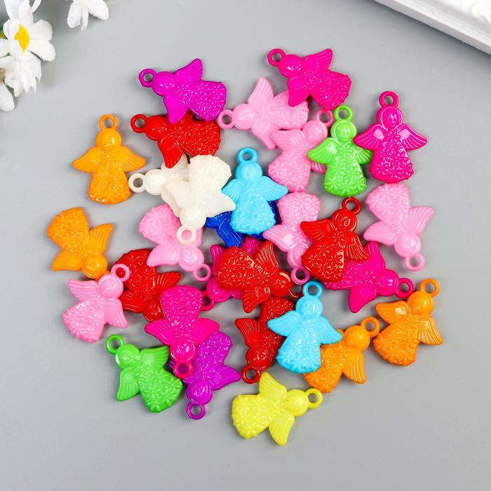 Декор для творчества пластик "Ангелочки" цветные набор 30 шт 3х2,5 см