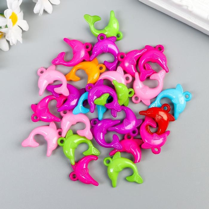 Декор для творчества пластик "Дельфины" цветные набор 25 шт 3,3х2,3 см