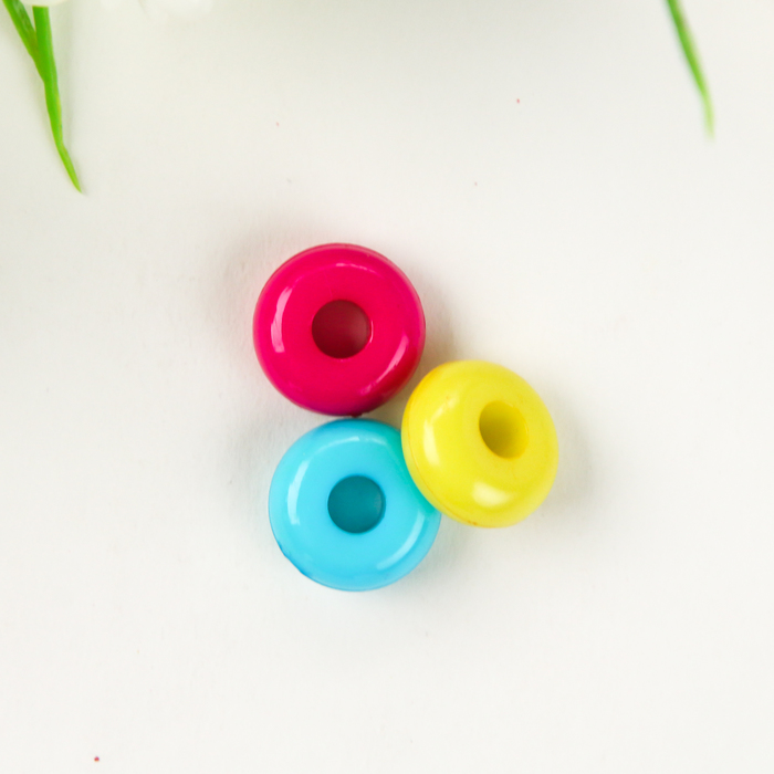 Бусины для творчества пластик "Пузатые колечки" цветные набор 20 шт 1,7х1,7х0,8 см