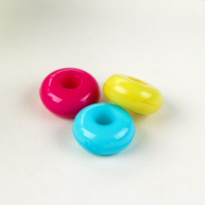 Бусины для творчества пластик "Пузатые колечки" цветные набор 20 шт 1,7х1,7х0,8 см