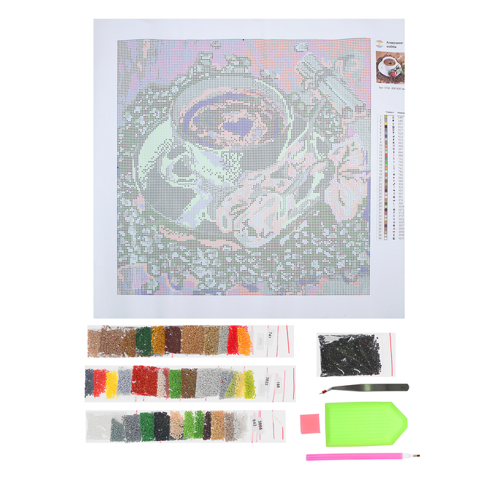 Картина стразами "Кофе и красная роза"