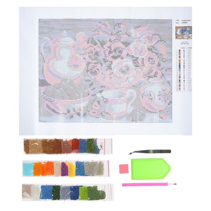 Картина стразами "Натюрморт анютины глазки"