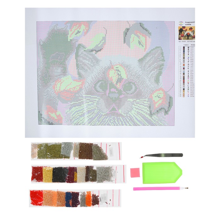 Картина стразами "Кот и осенние листья"