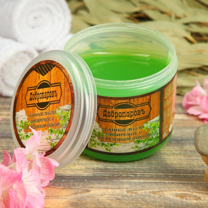 Густое мыло для бани "Сибирское с берёзовым соком" Добропаровъ, 450мл