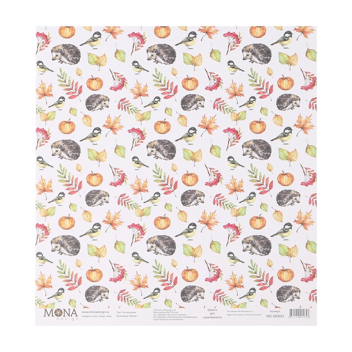 Бумага для скрапбукинга "На прогулке" 30.5х30.5 см, 190 гр/м