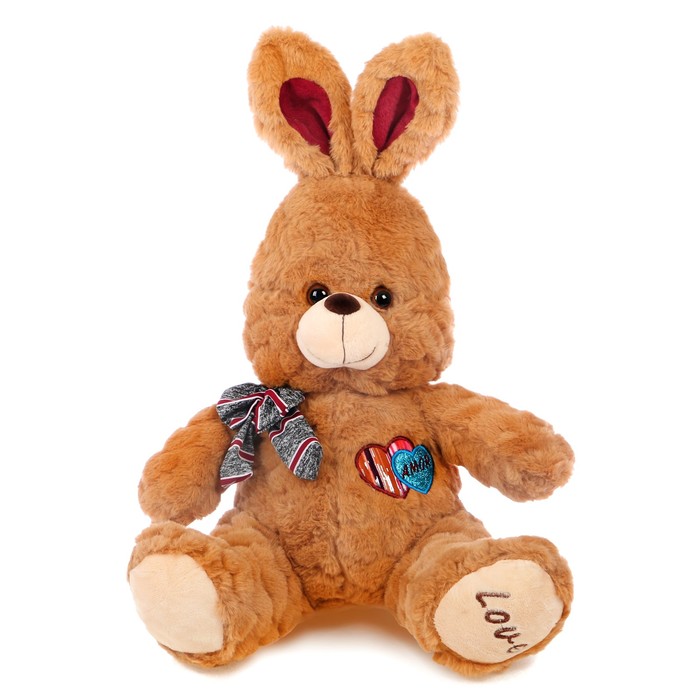 Мягкая игрушка «Заяц» с бантом и вышивкой № 2, 30 см, МИКС