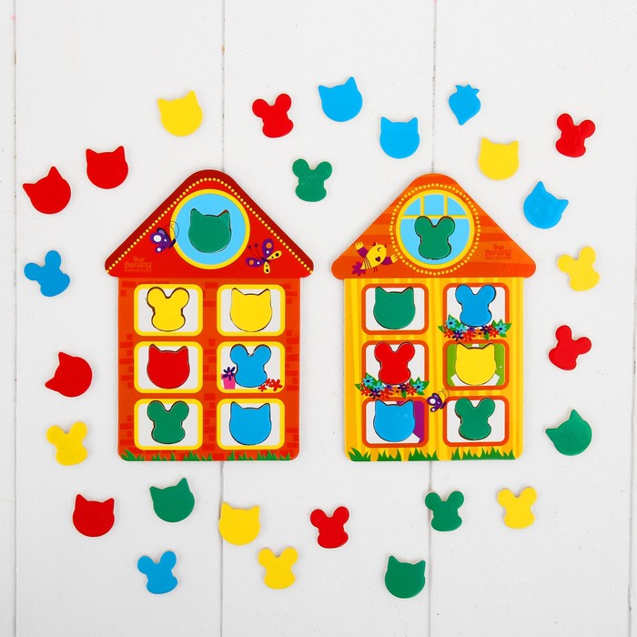 Развивающая головоломка "Кошки-мышки" (2 основы+ 40 элементов)