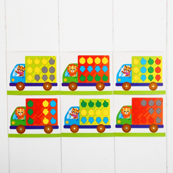 Развивающая головоломка "Грузовичок с фруктами" (2 основы+60 элементов)