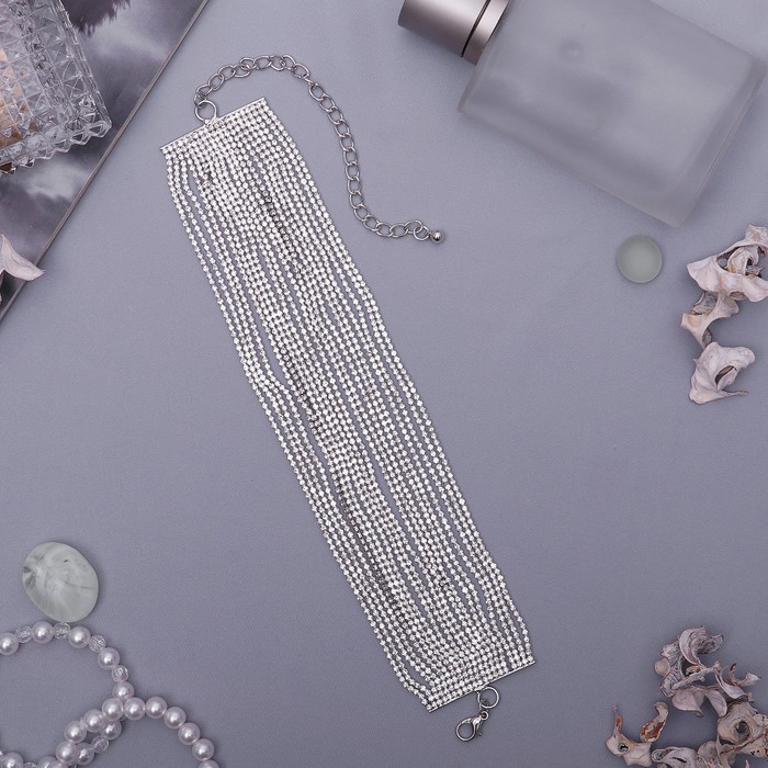 Колье со стразами "Симфония" нити, цвет белый в серебре