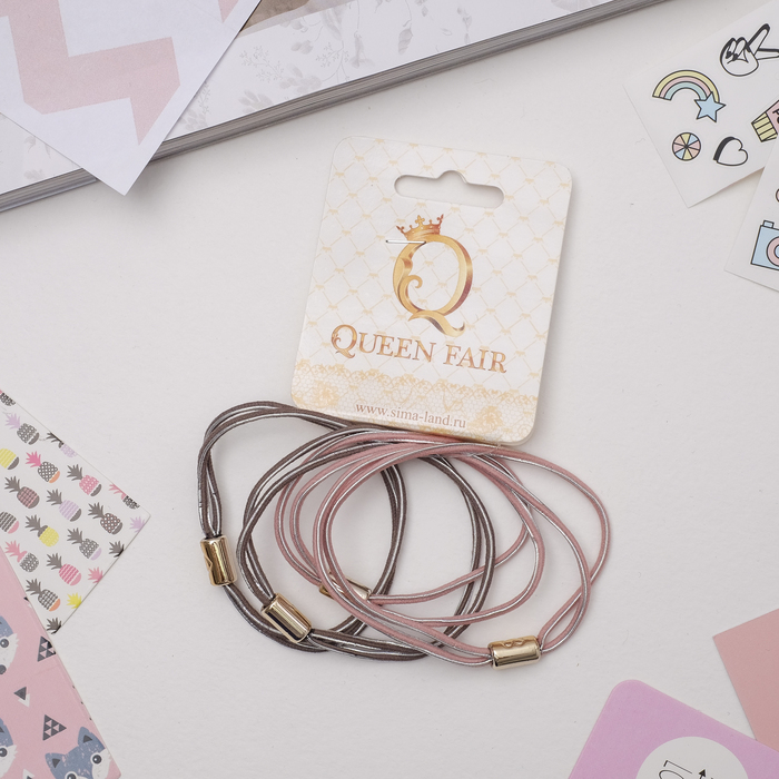 Резинка для волос "Луксор" (цена за штуку) бежевый, серый