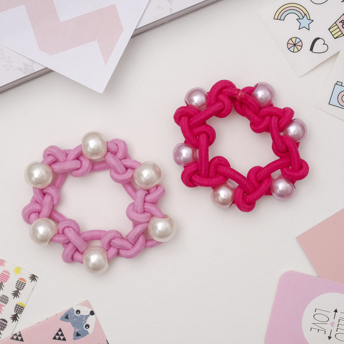 Резинка для волос "Паулина" (цена за штуку) розовый и малиновый