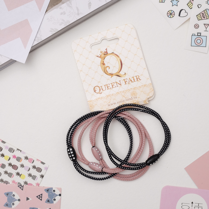 Резинка для волос "Тэа" (цена за штуку) чёрный и розовый