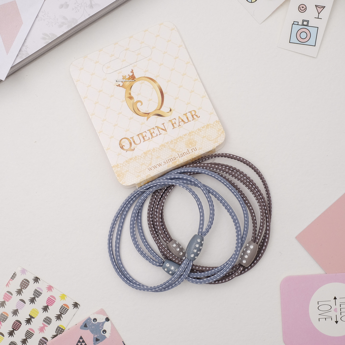 Резинка для волос "Тэа" (цена за штуку) серый и голубой