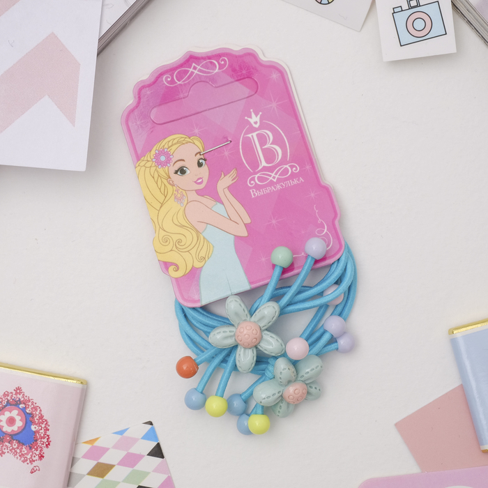 Резинка для волос "Очаровашка" (цена за пару) ромашки, бирюзовый