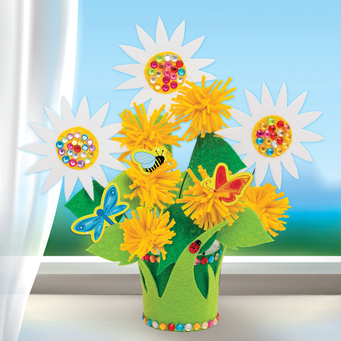 Набор для создания букета из фетра "Ромашки" + игла, нитки, лента