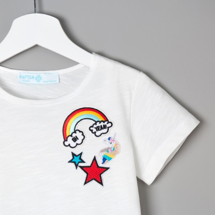 Футболка детская KAFTAN "Радуга", р-р 32 (110-116см) 5-6 лет, белый