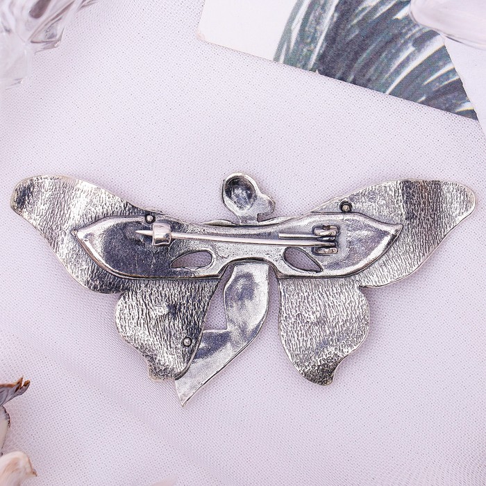 Брошь "Жемчуг речной" фея, цвет белый в серебре 10038-103