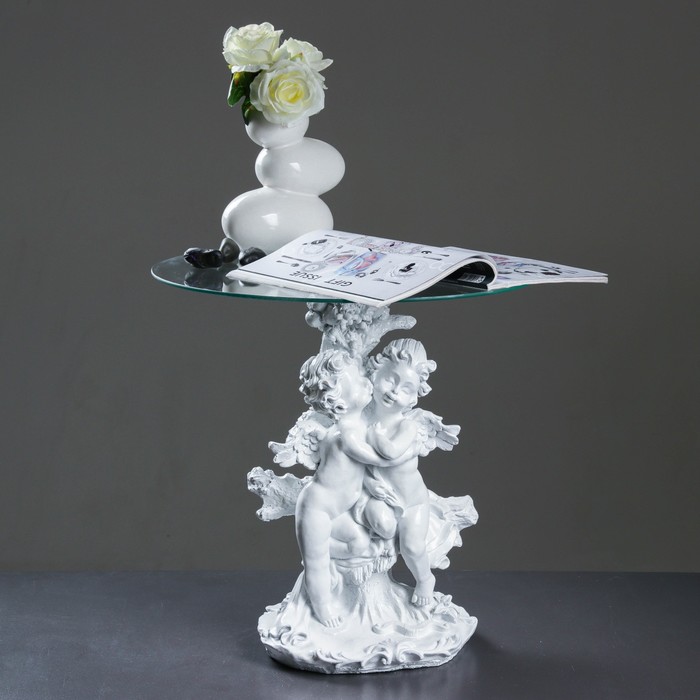 Подставка - стол "Пара ангелов" белый 54см ПОЛИСТОУН