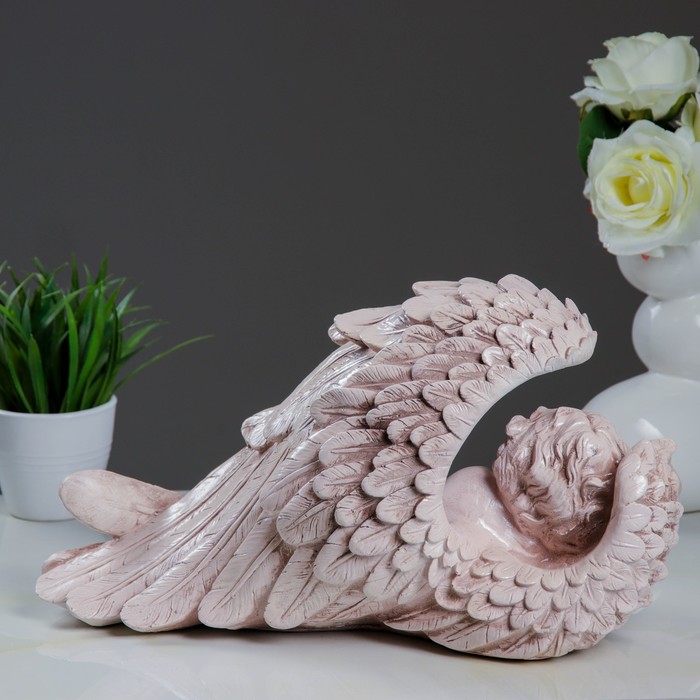 Фигура "Ангел в крыле большой" 19х40х23см, состаренный