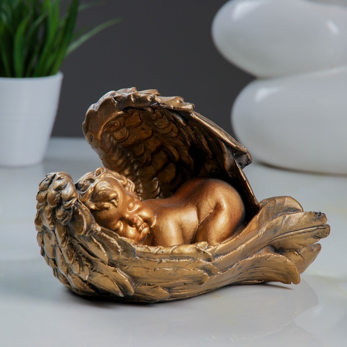 Фигура "Ангел в крыле малый левый" 13х19х13см, бронза