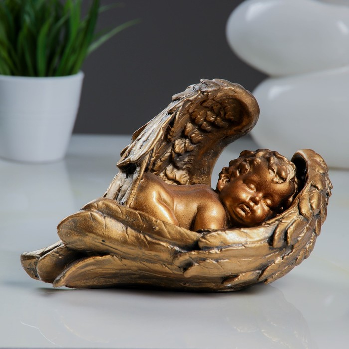 Фигура "Ангел в крыле малый правый" 12х20х13см, бронза