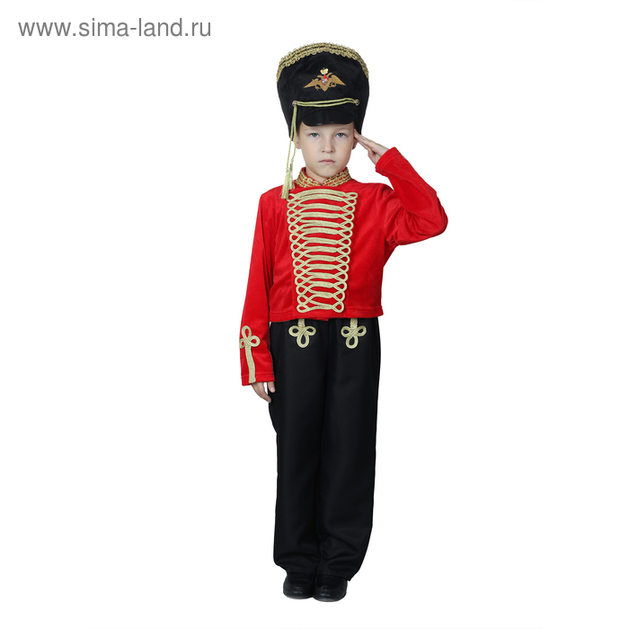 фото Карнавальный костюм "гусар", китель, кивер, штаны, р-р 34, рост 140 см страна карнавалия