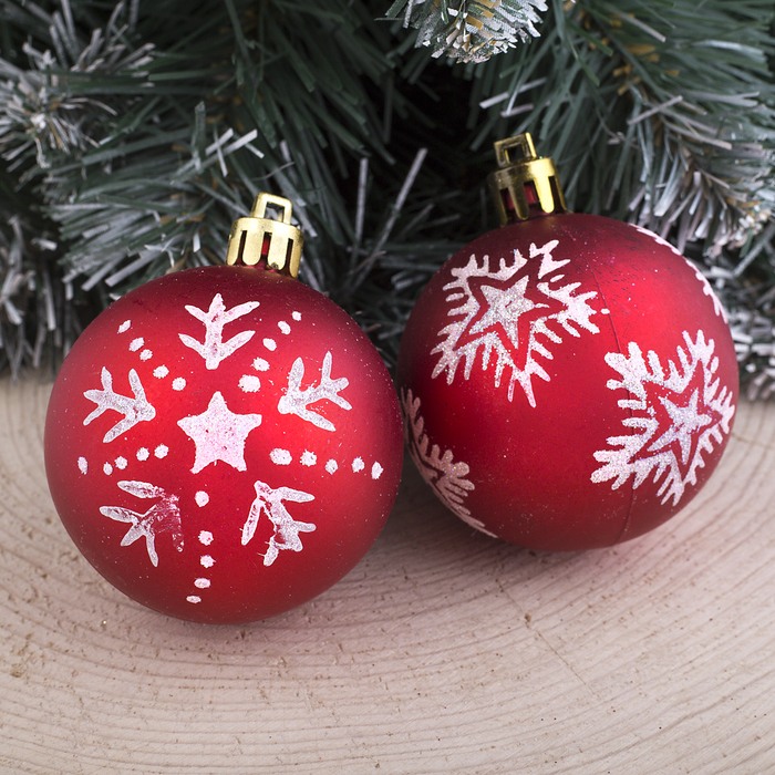 Набор шаров пластик d-5,5 см 6 шт "Снежная звезда" красный