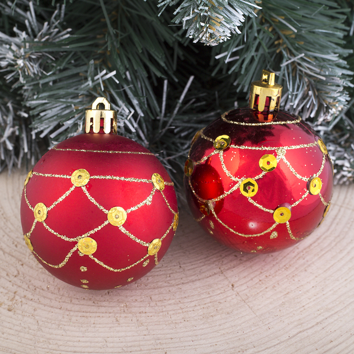 Набор шаров пластик d-5,5 см 6 шт "Ариадна" красный