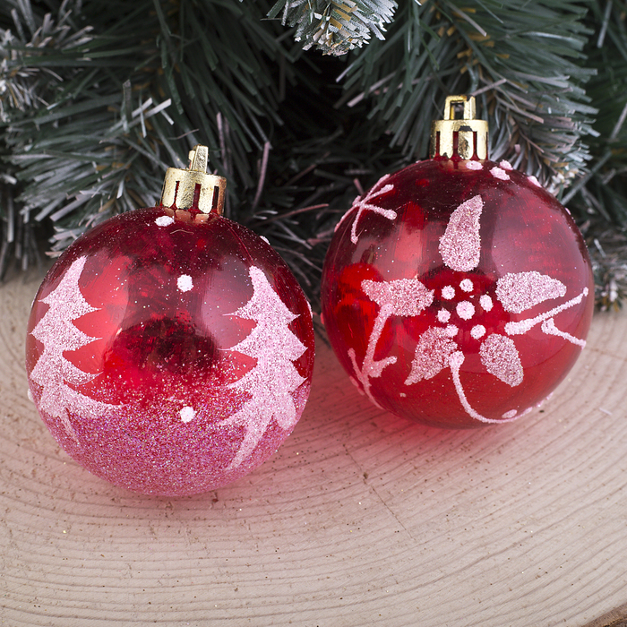 Набор шаров пластик d-5,5 см 3 шт "Иллюзия цветочная"