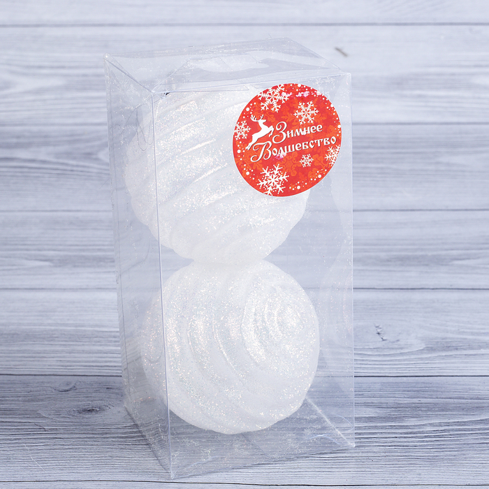 Набор шаров пластик d-7,5 см 2 шт "Нафрини" белый