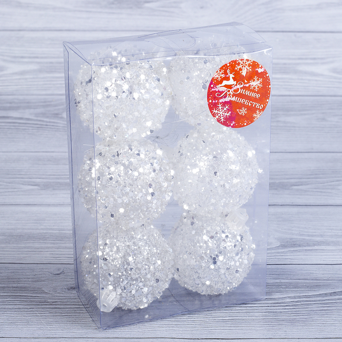 Набор шаров пластик d-5,5 см 6 шт "Ода" белый