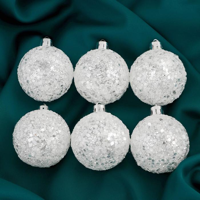 Набор шаров пластик d-4,5 см 6 шт "Ода" белый