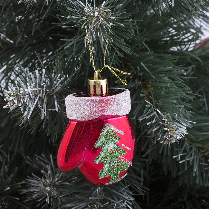 Украшение ёлочное "Варежки" ёлка (набор 6 шт) 4,5*5,5 см