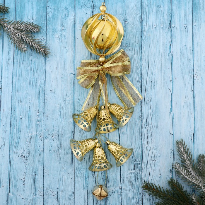 Украшение новогоднее "Колокольчик" сфера 8*37 см, золото
