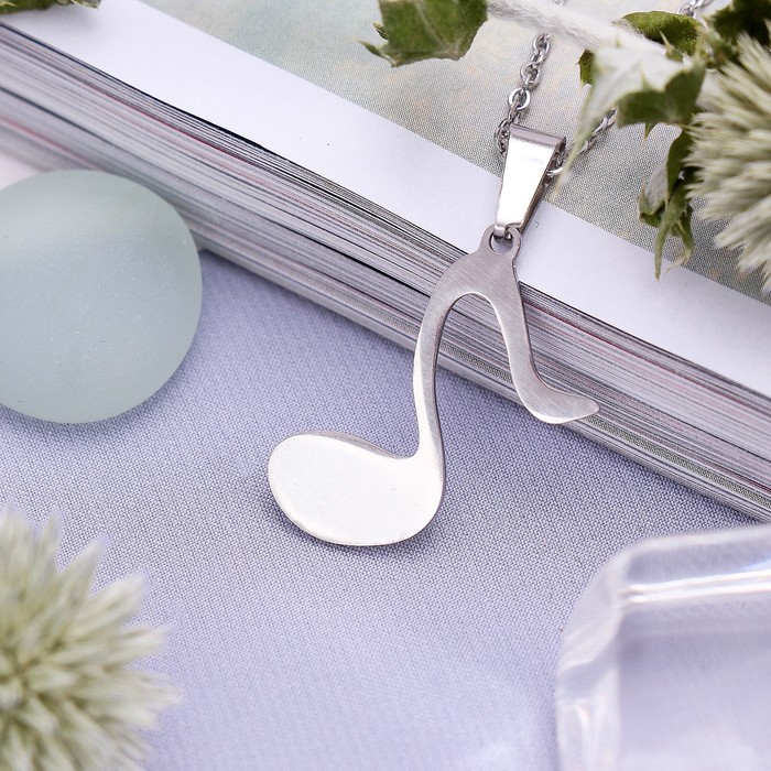 Кулон ассорти "Стальной" нота, цвет серебро, 45 см