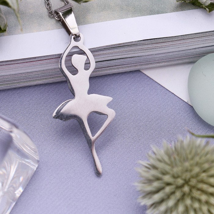 Кулон ассорти "Стальной" балерина арабеск, цвет серебро, 45 см